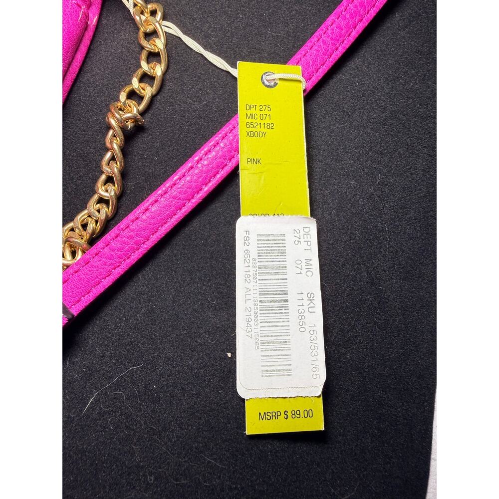 Gianni Bini NWT Hot Pink Floral Appliqué Crossbody Bag Gold Chain - Picture 8 of 15